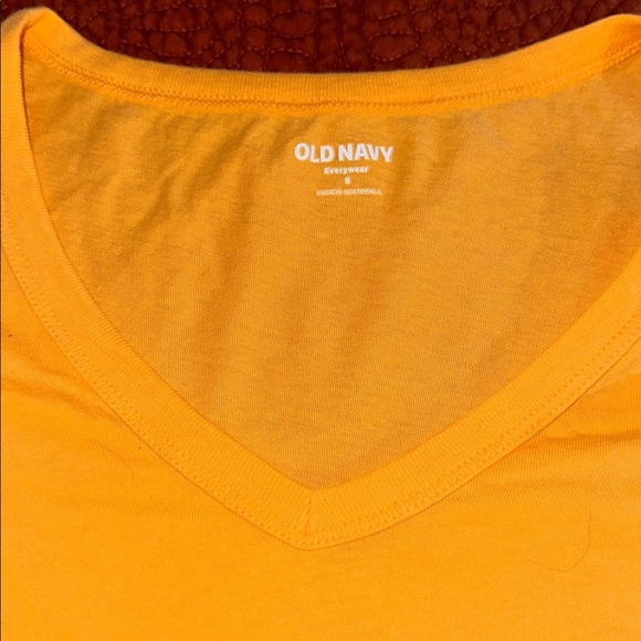 Bright Yellow/Orange V-Neck T-Shirt size small - Picture 2 of 6